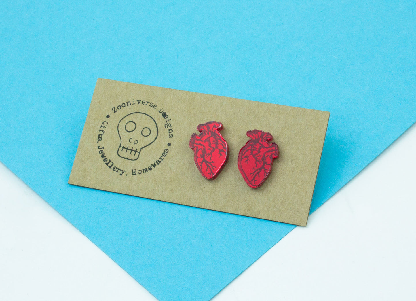 Anatomical Stud Red Acrylic Earrings