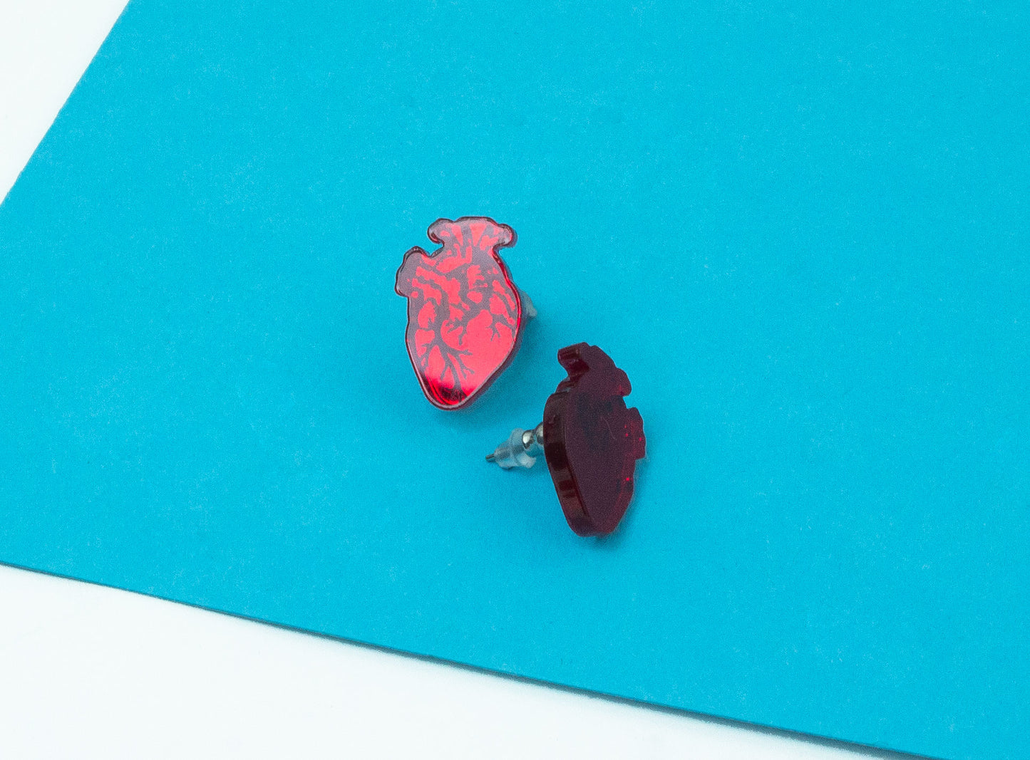 Anatomical Stud Red Acrylic Earrings
