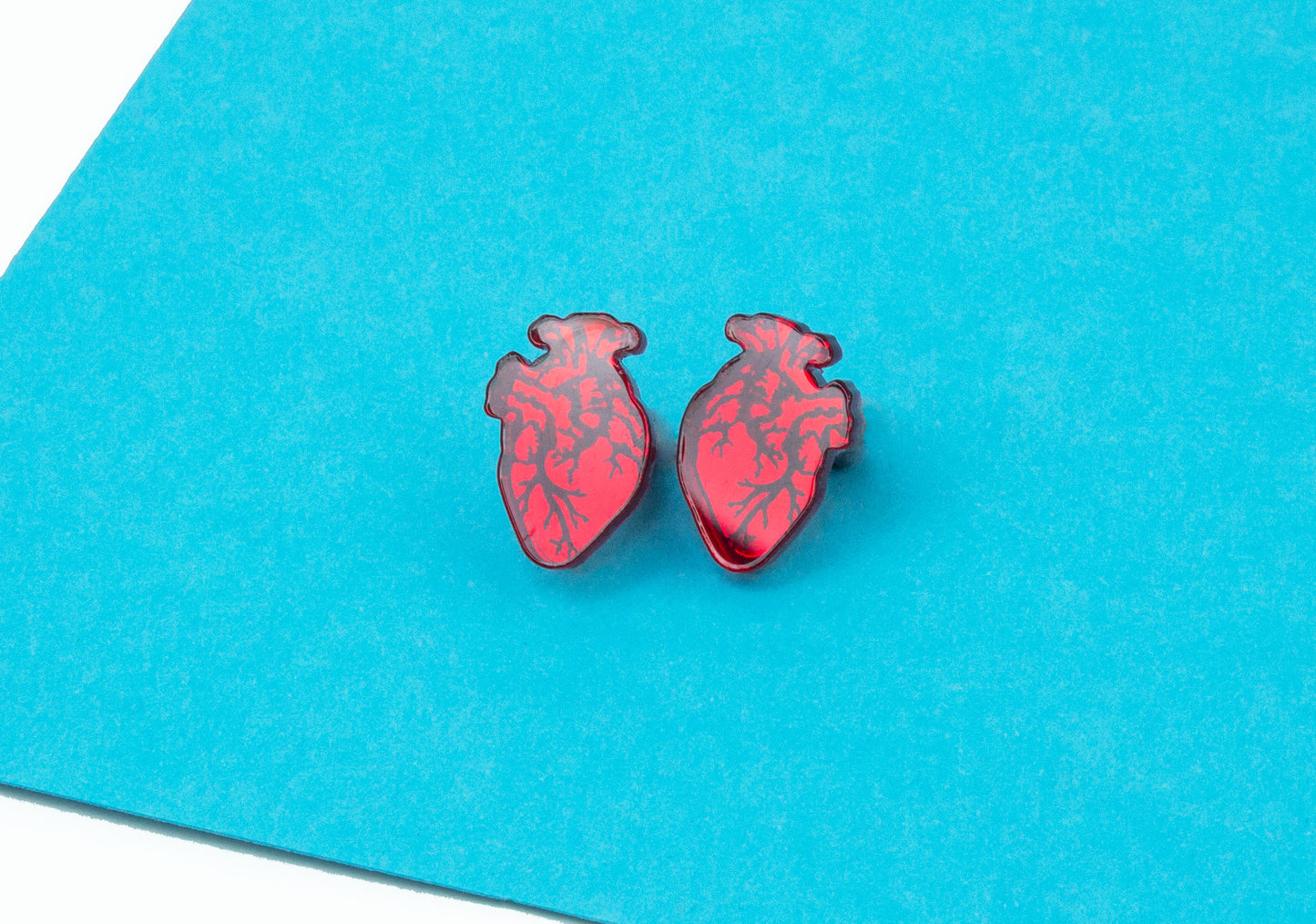 Anatomical Stud Red Acrylic Earrings