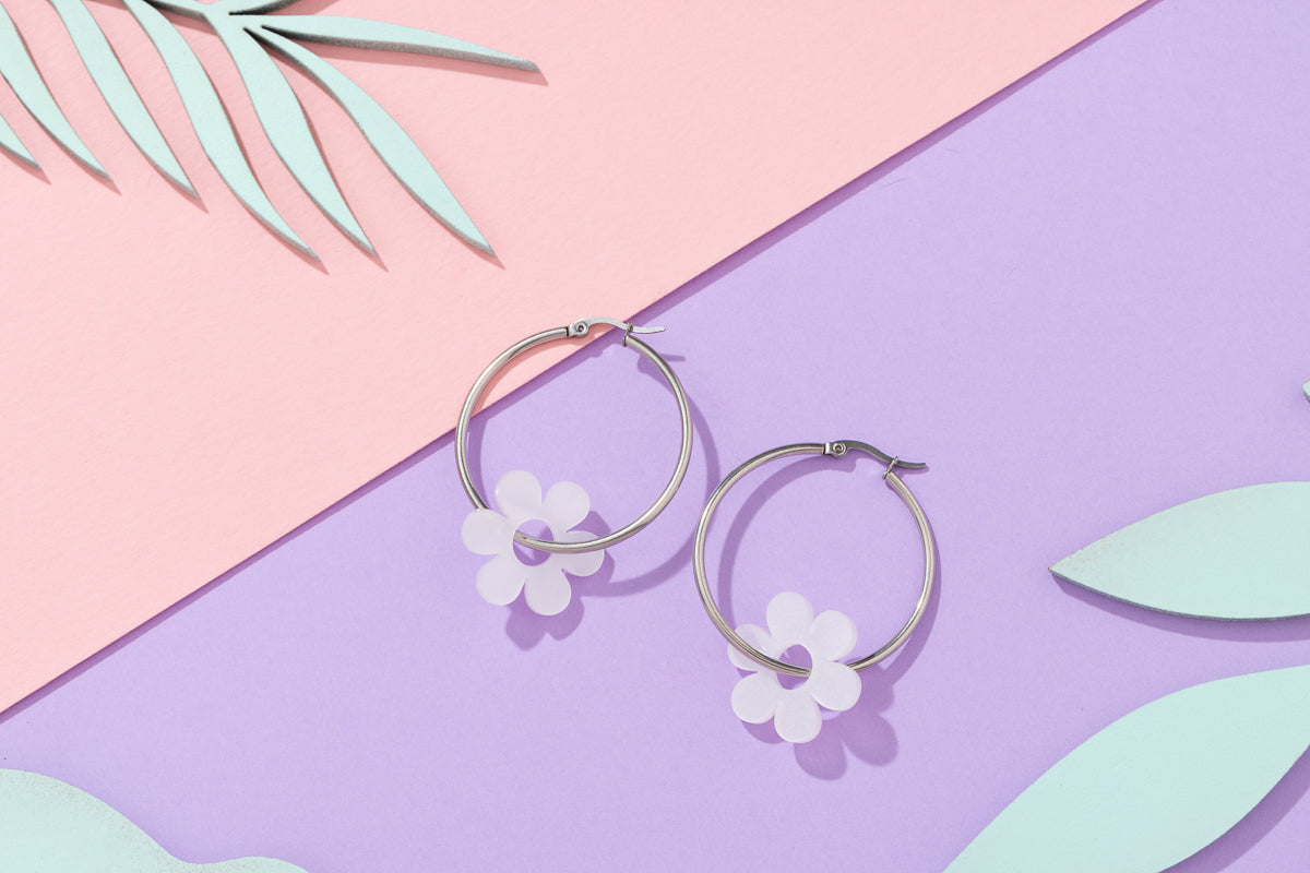 Flower Hoops Silver