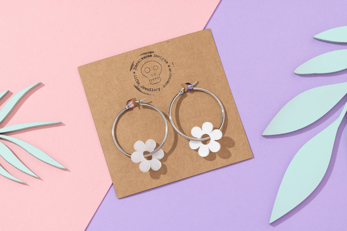 Flower Hoops Silver