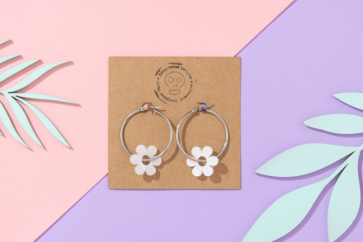 Flower Hoops Silver