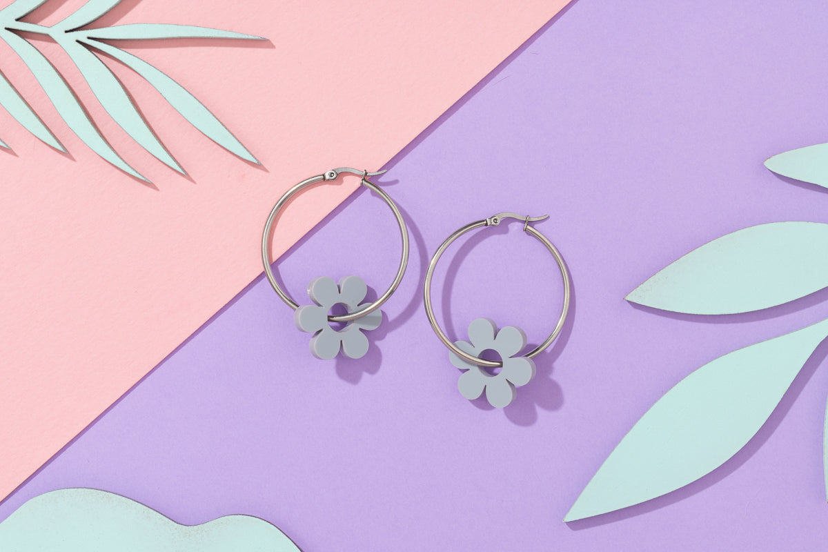 Flower Hoops Silver