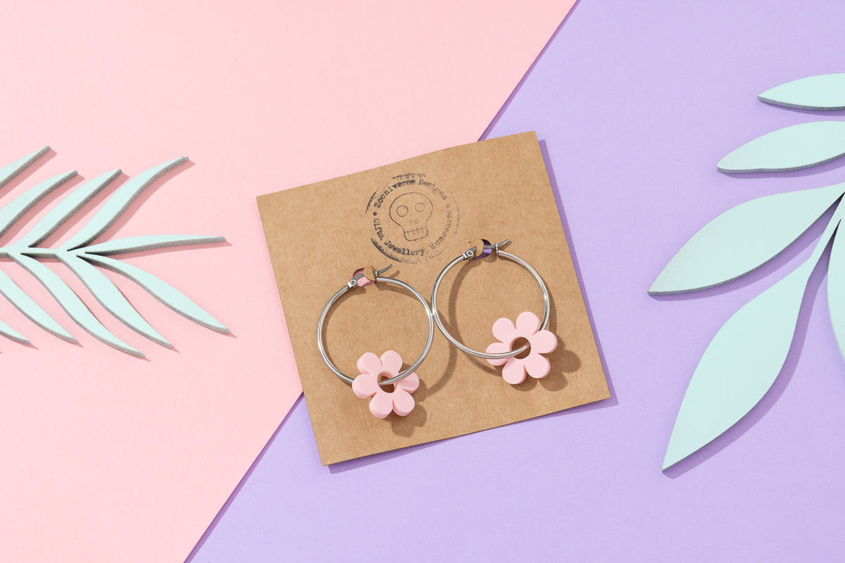 Flower Hoops Silver