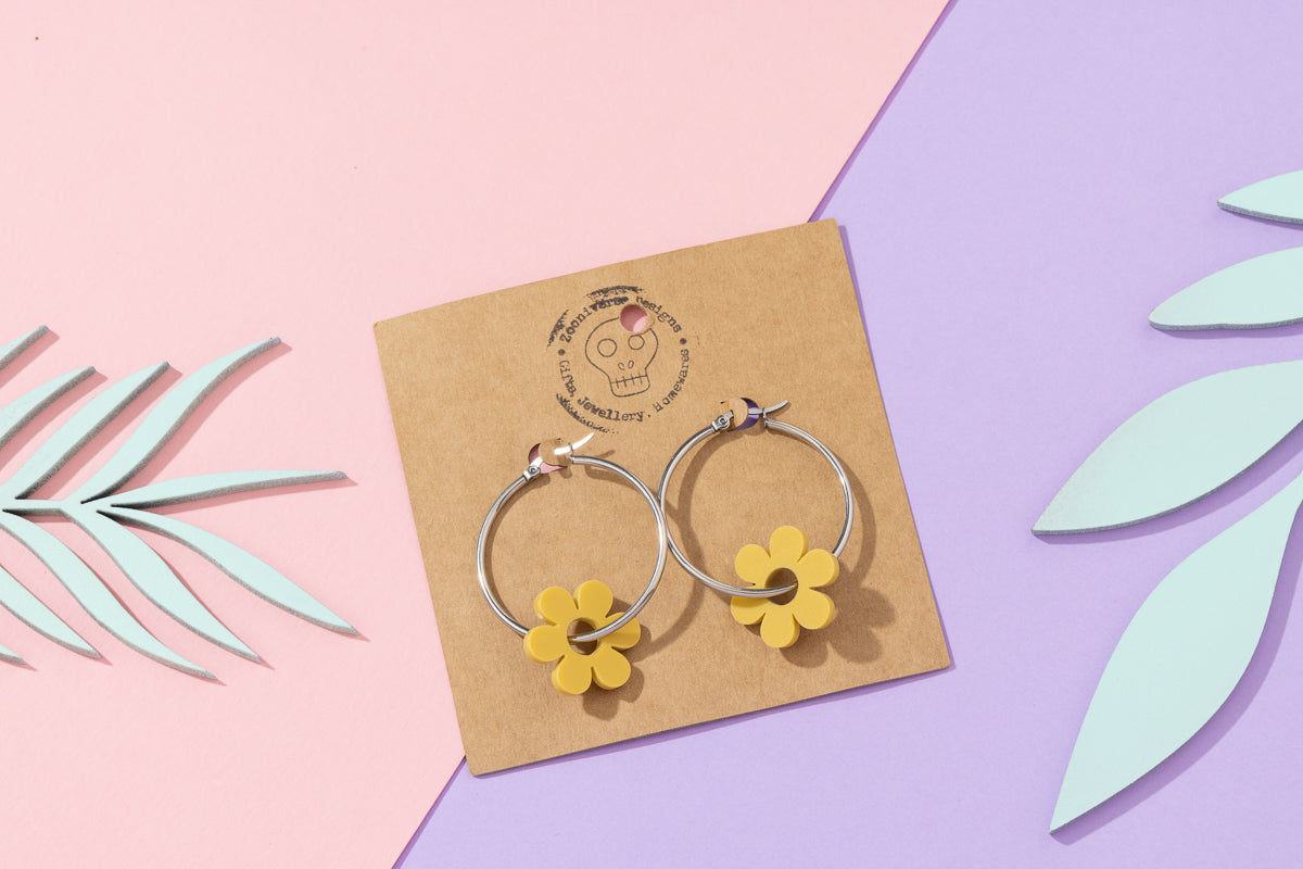 Flower Hoops Silver