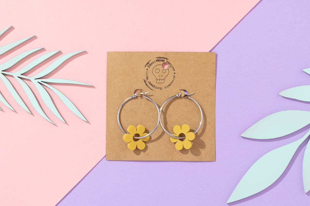 Flower Hoops Silver