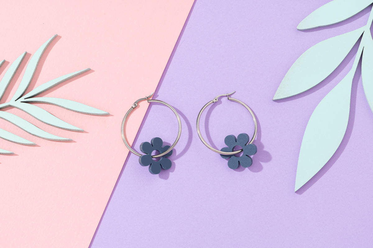 Flower Hoops Silver