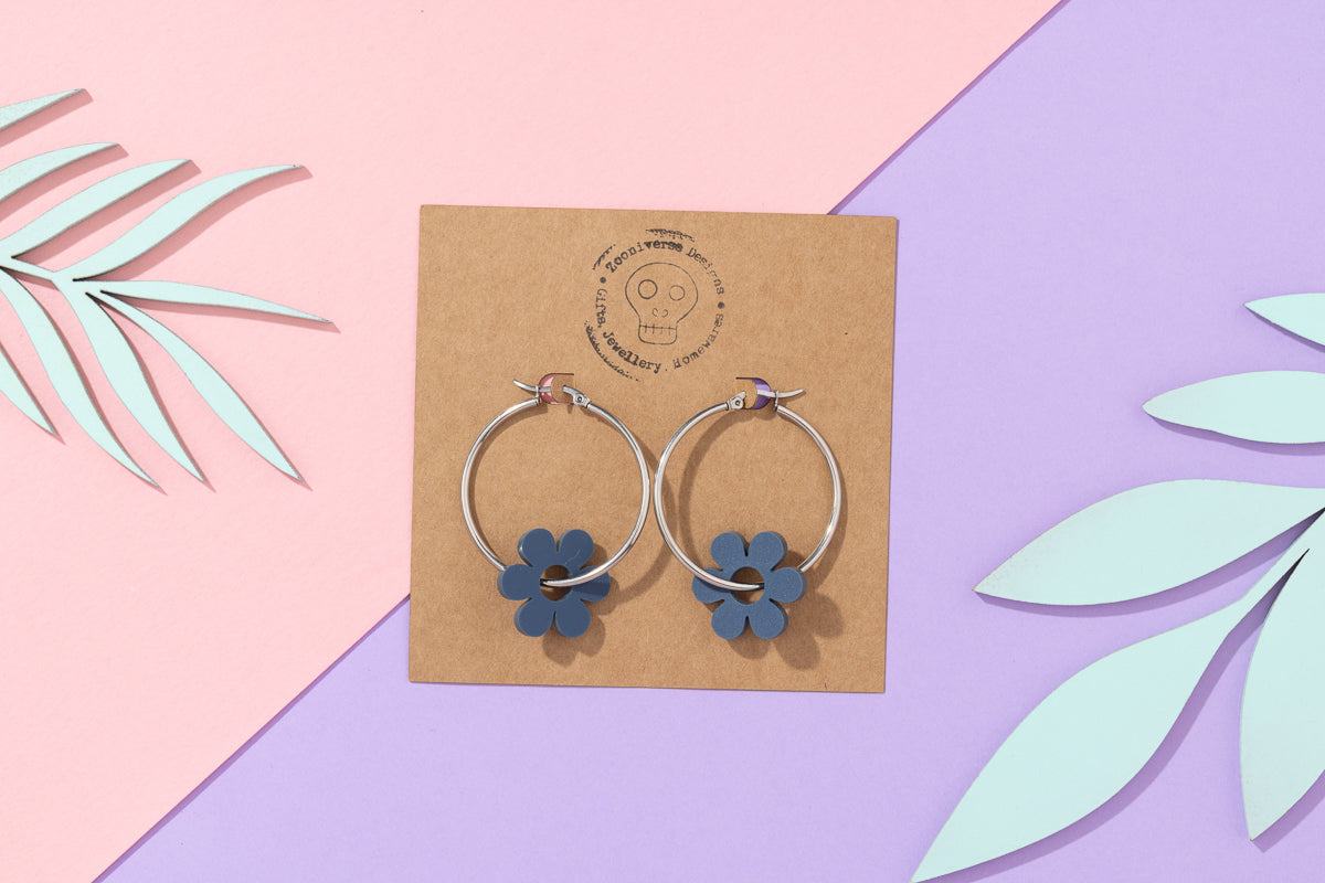 Flower Hoops Silver