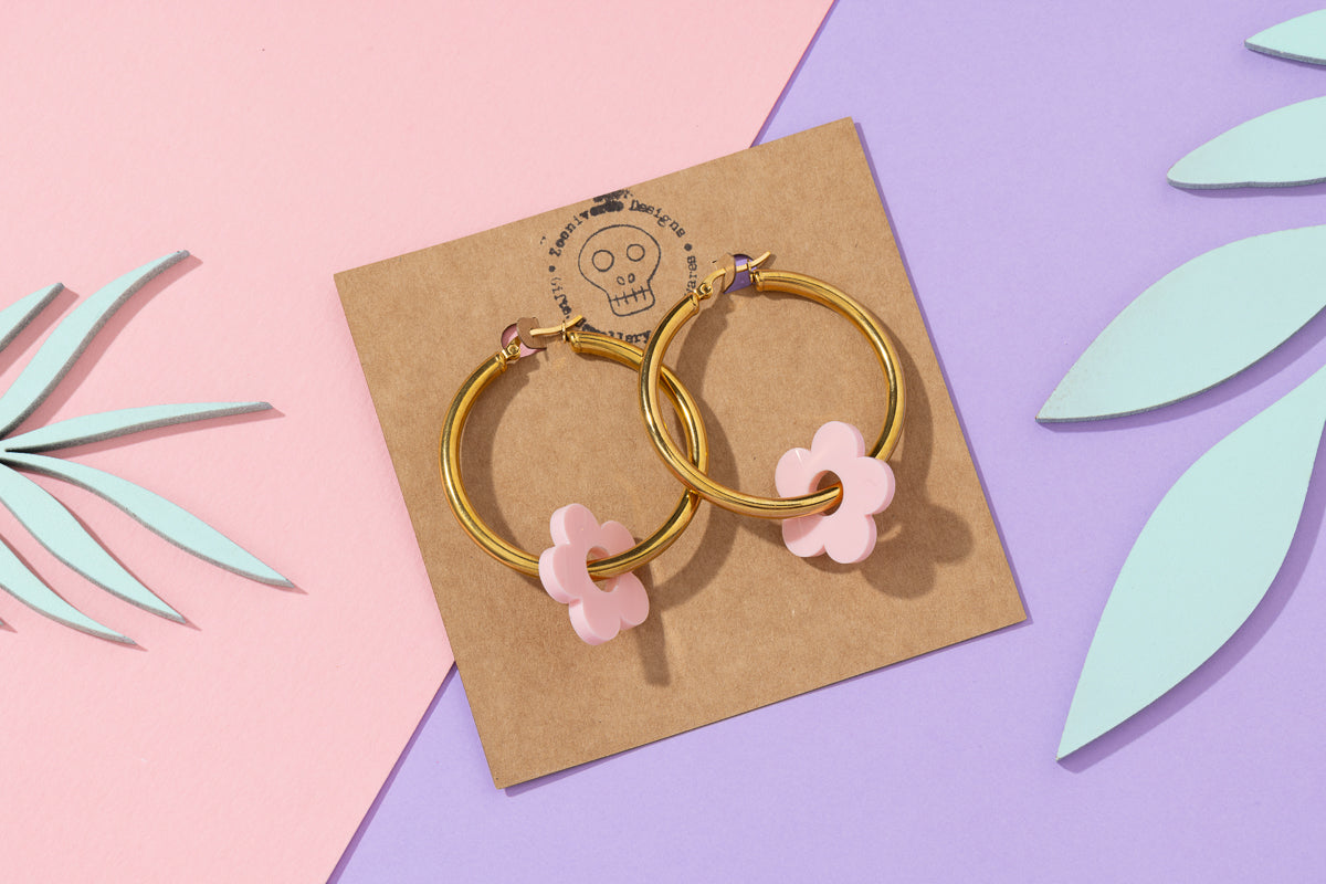 Flower Hoops Gold