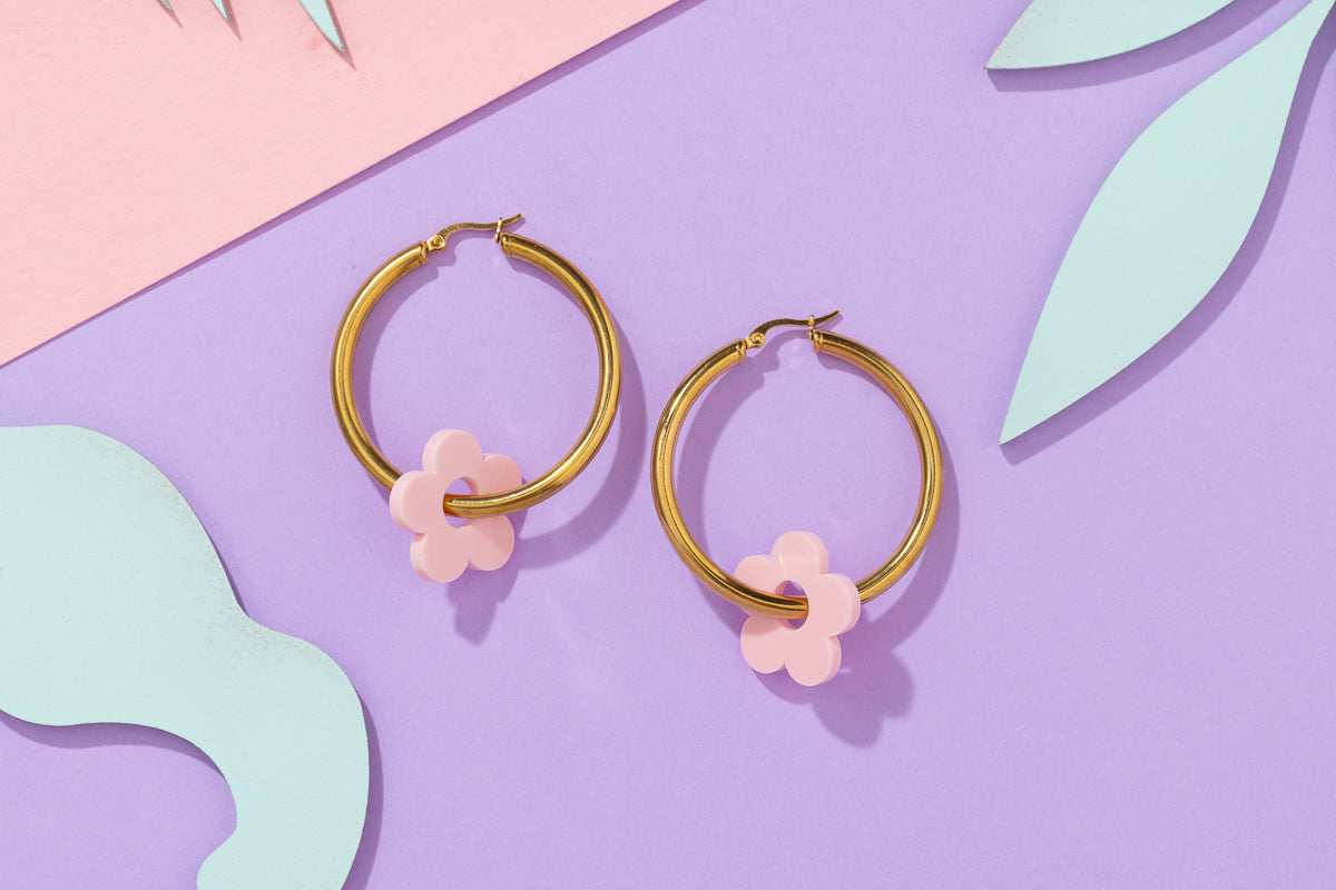 Flower Hoops Gold