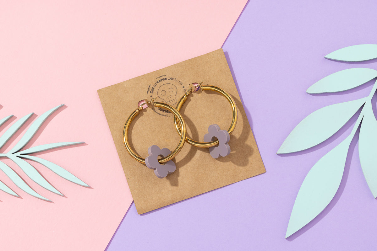 Flower Hoops Gold