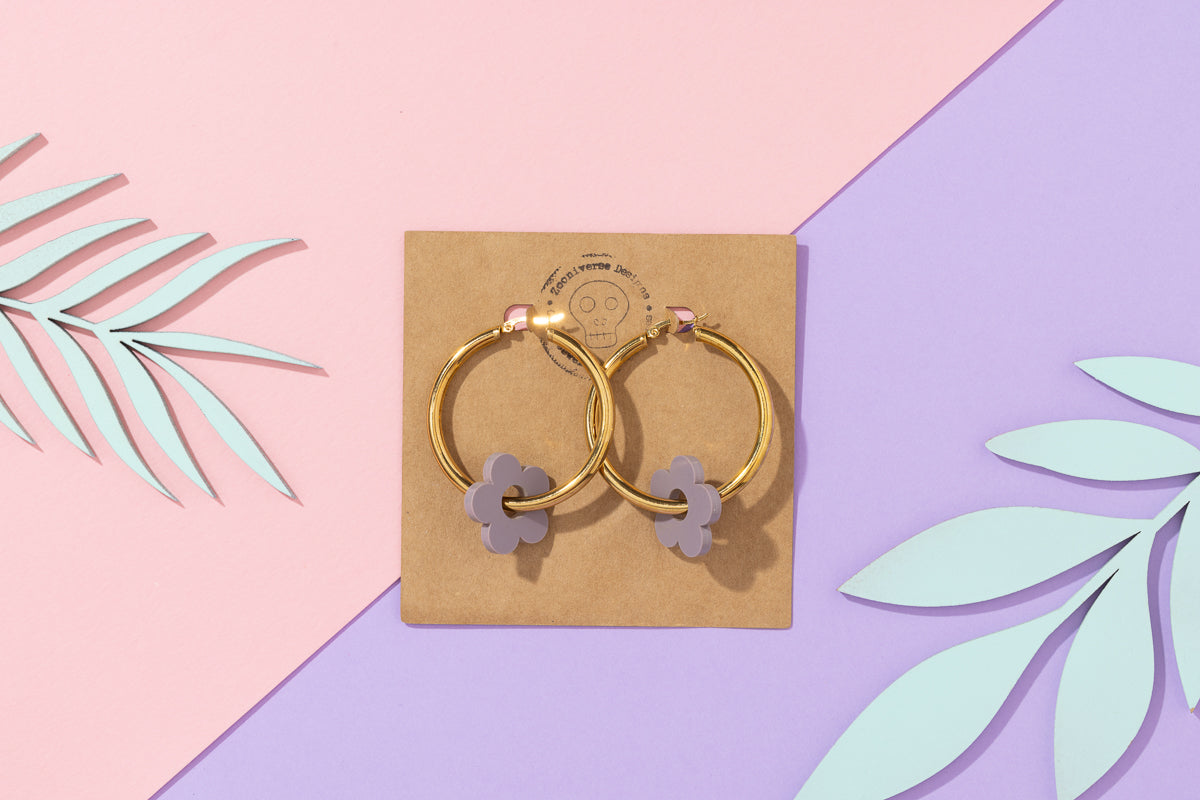 Flower Hoops Gold