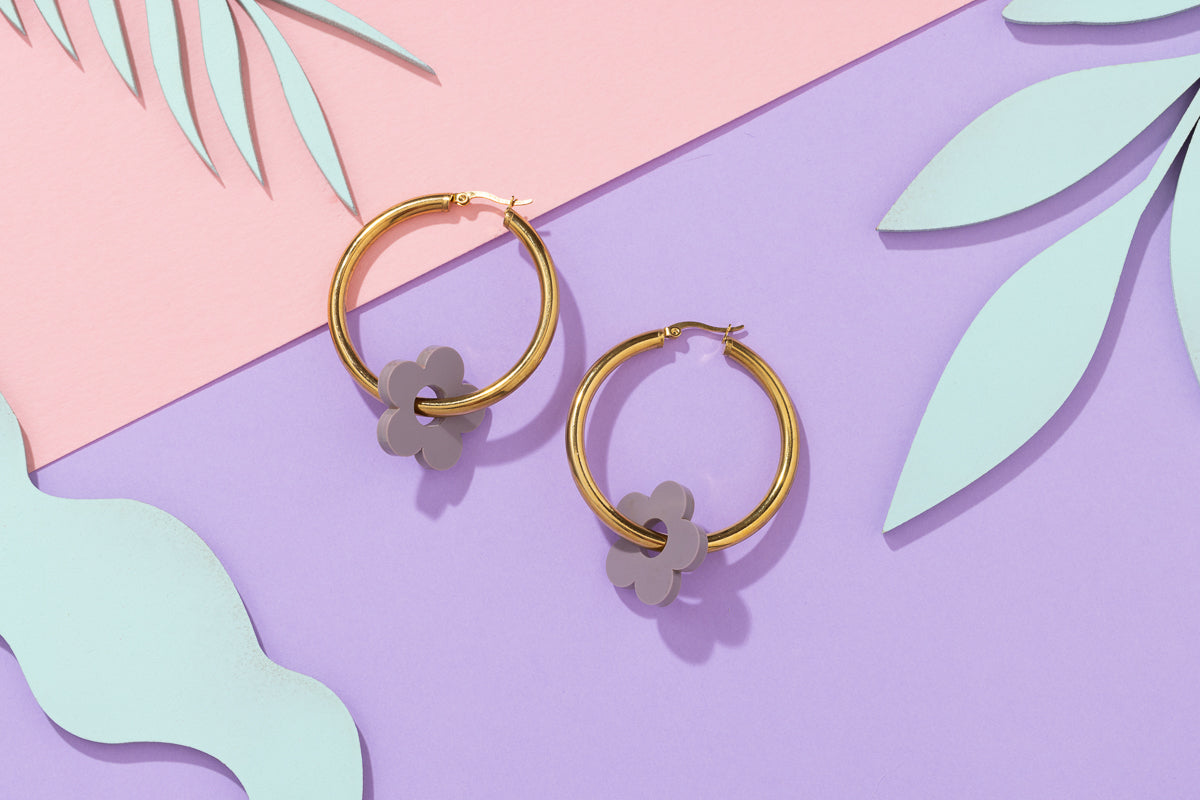 Flower Hoops Gold