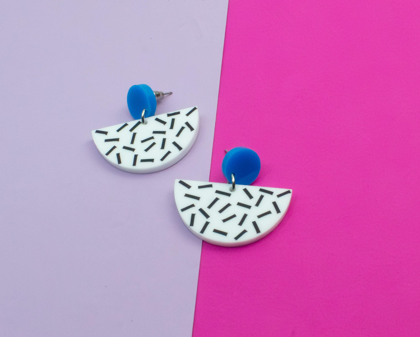 Patterned Geometric Earrings Blue