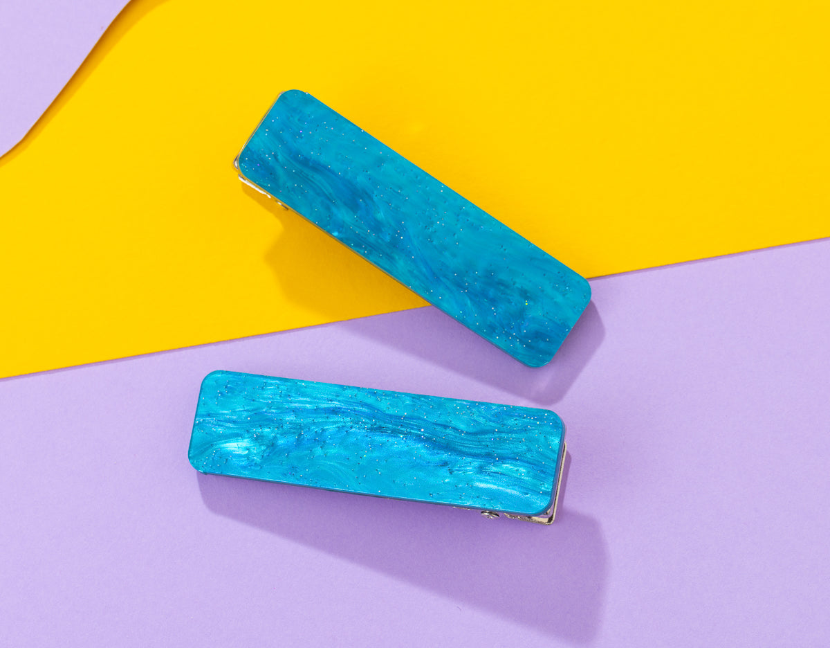 Blue Galaxy Rectangle Hairclips
