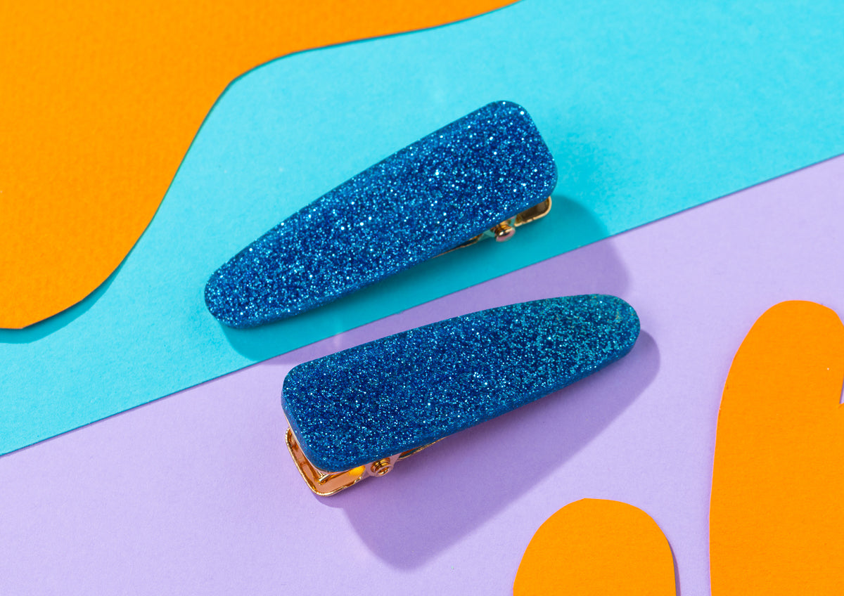 Blue Glitter Hairclips