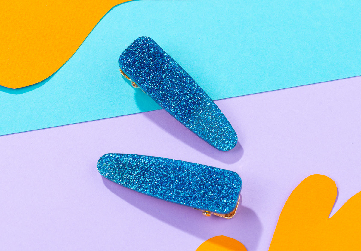 Blue Glitter Hairclips