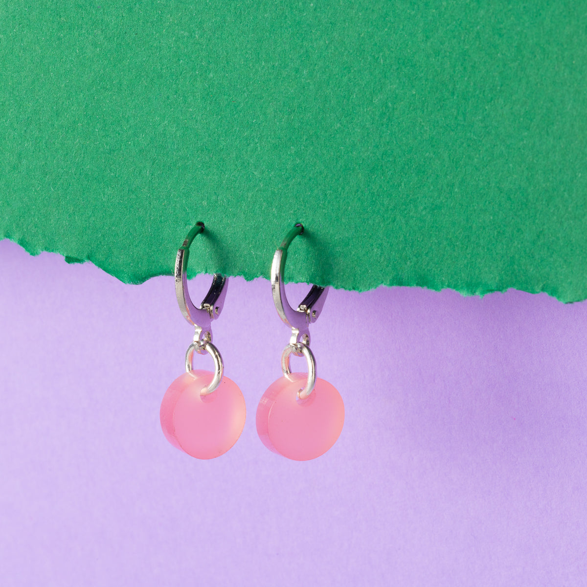 Colour Pop Acrylic Silver Huggie Hoops