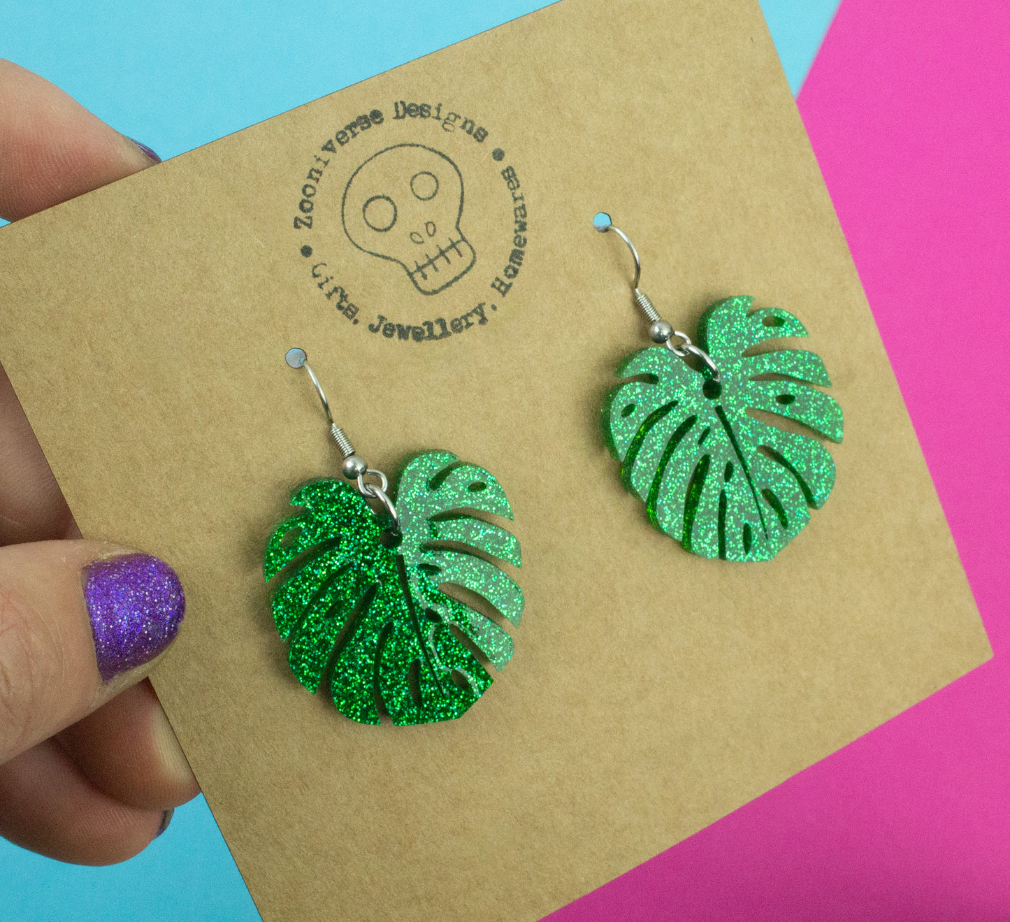 Cheese Plant Glitter Earrings