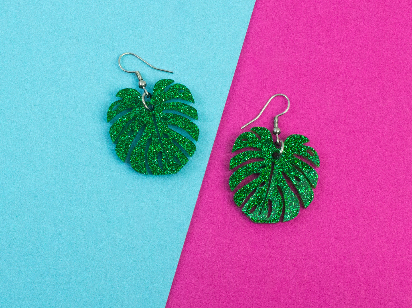 Cheese Plant Glitter Earrings