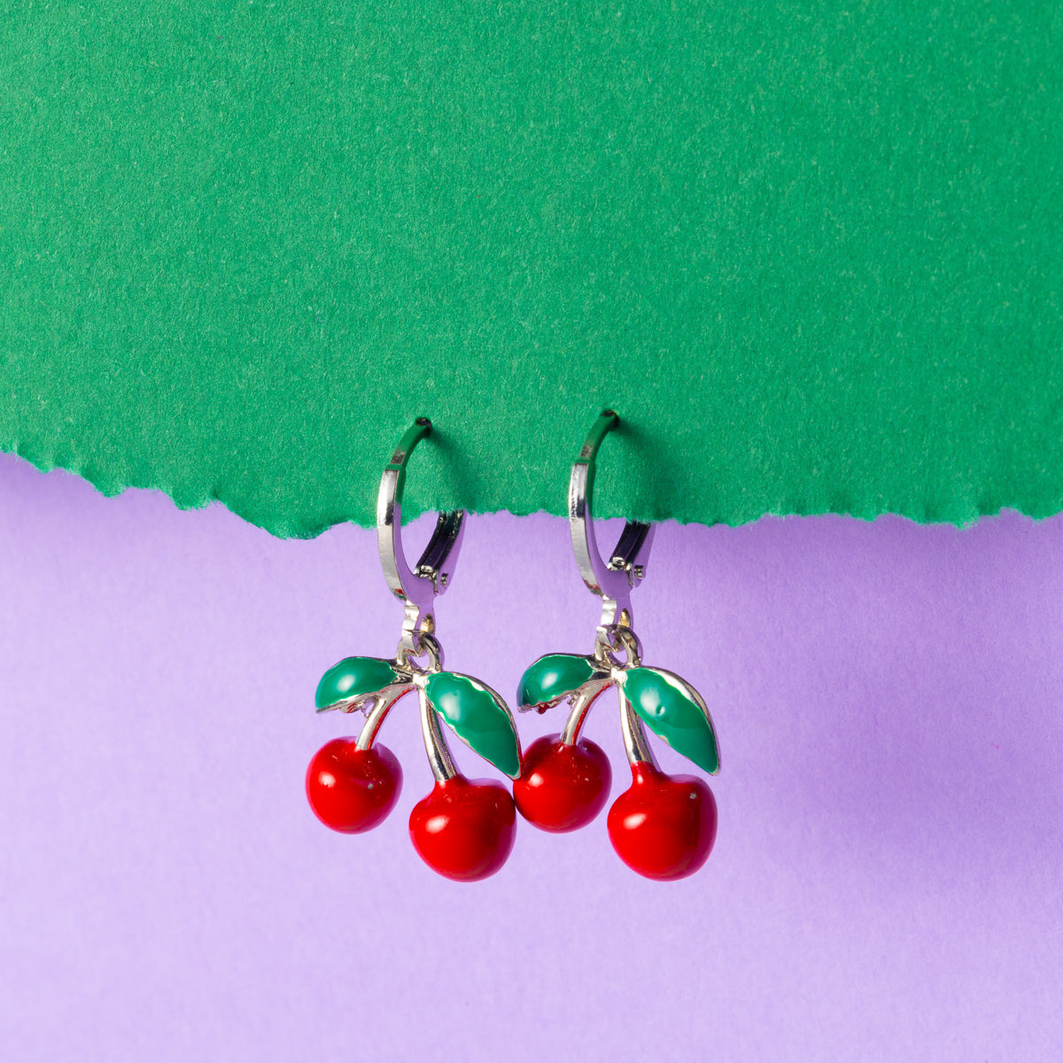 Cherry Huggie Hoops