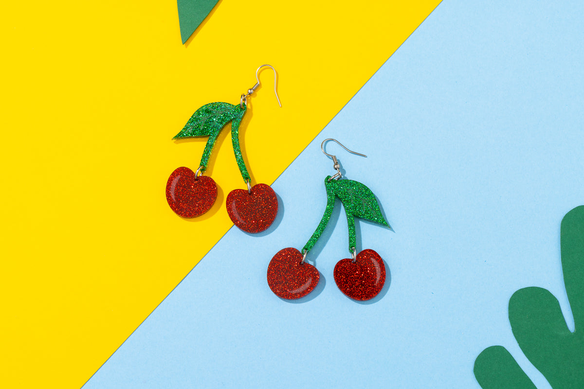 Cherry Glitter Earrings