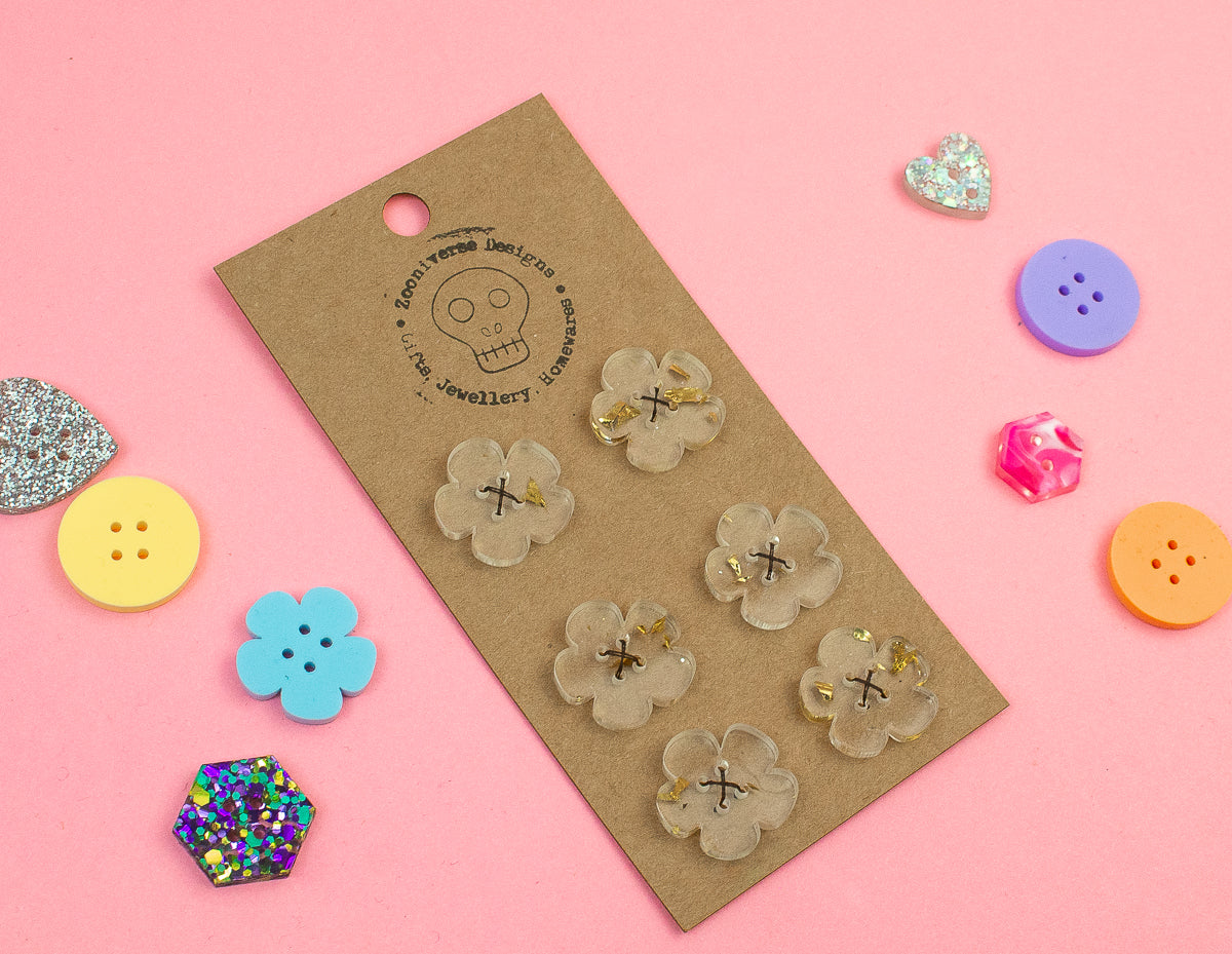 Chunky Gold Glitter Acrylic Buttons