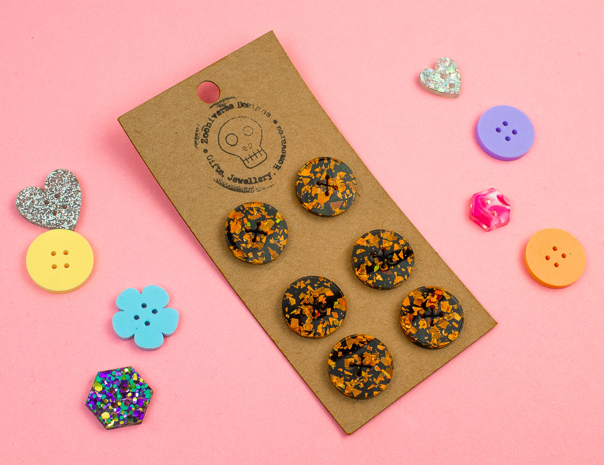 Chunky Orange Acrylic Buttons
