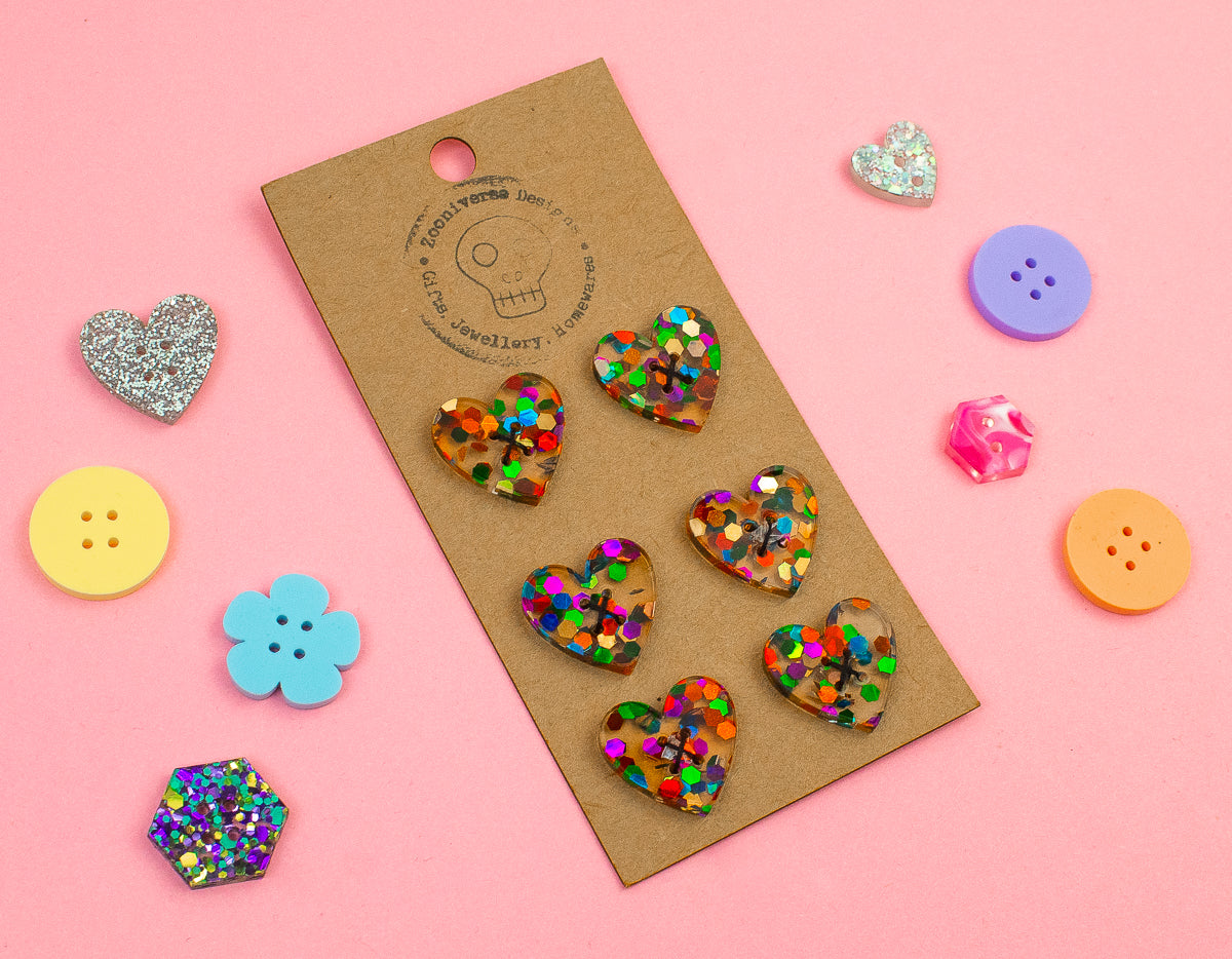 Confetti Glitter Multi Acrylic Buttons