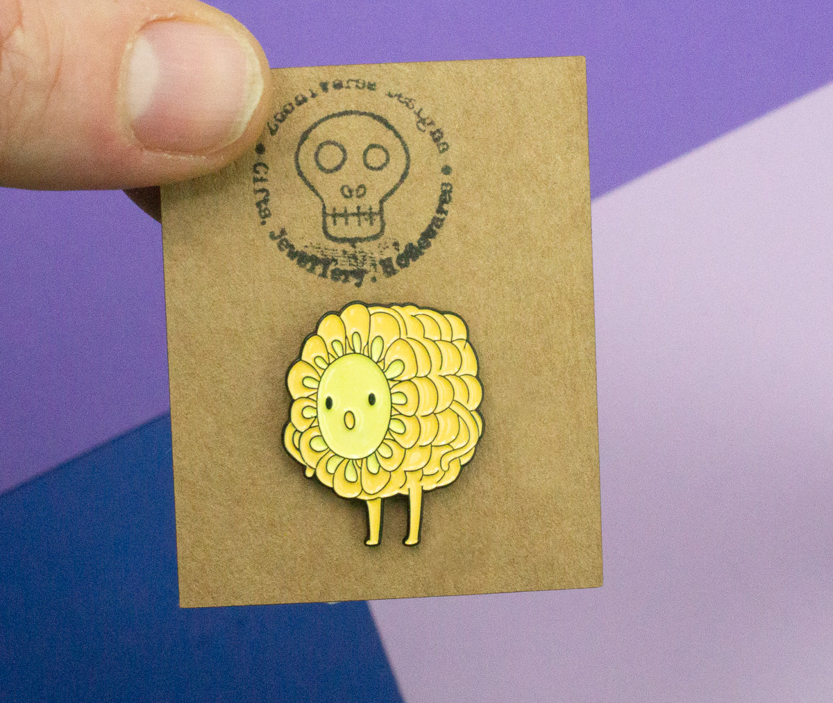 Corn cob with Smiling Face Enamel Pin