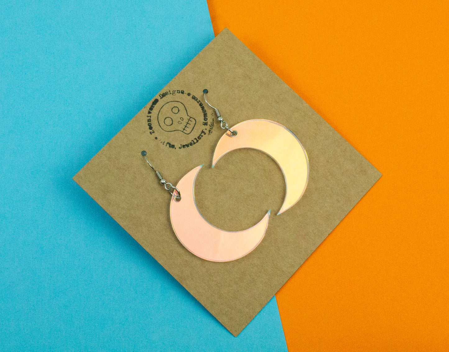 Iridescent Crescent Moon Earrings