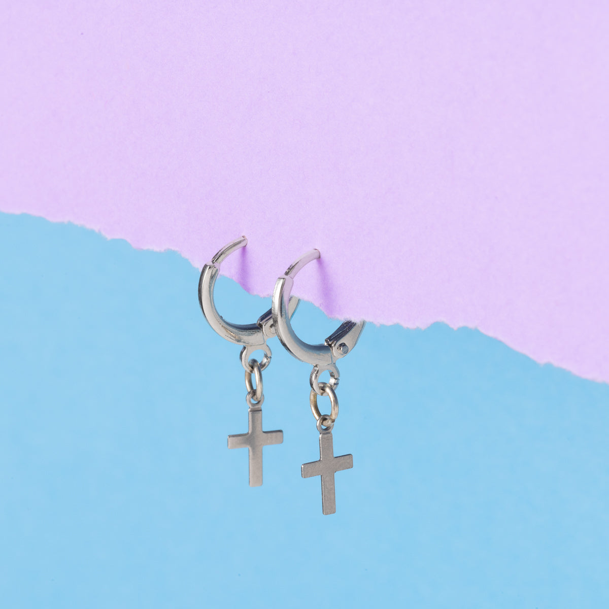 Cross Huggie Hoops