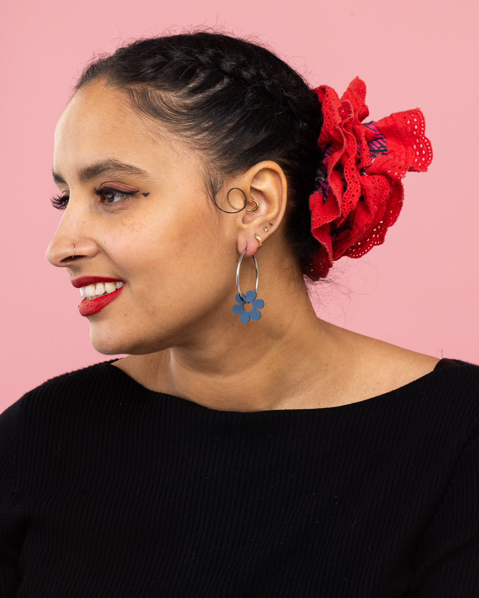 Flower Hoops Silver