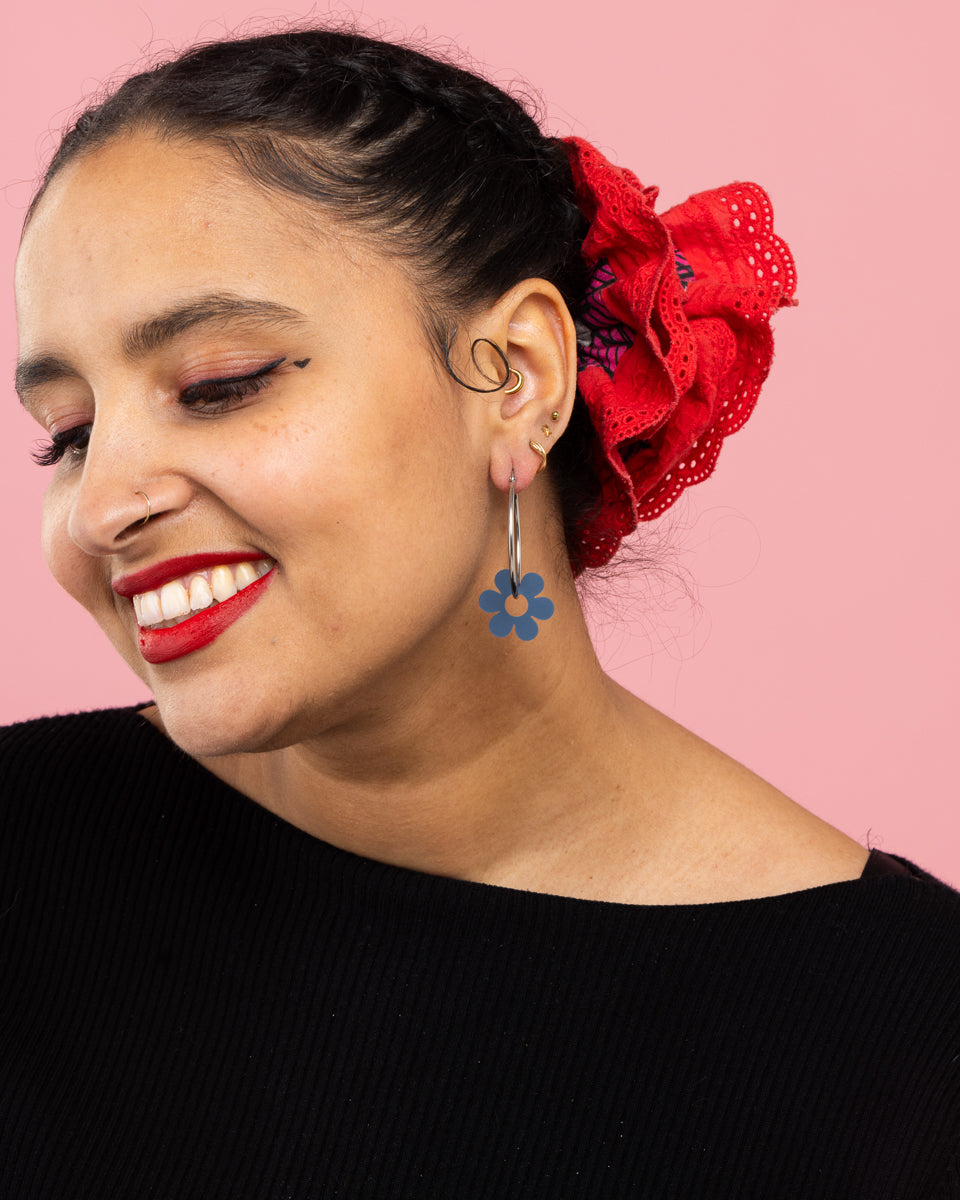 Flower Hoops Silver
