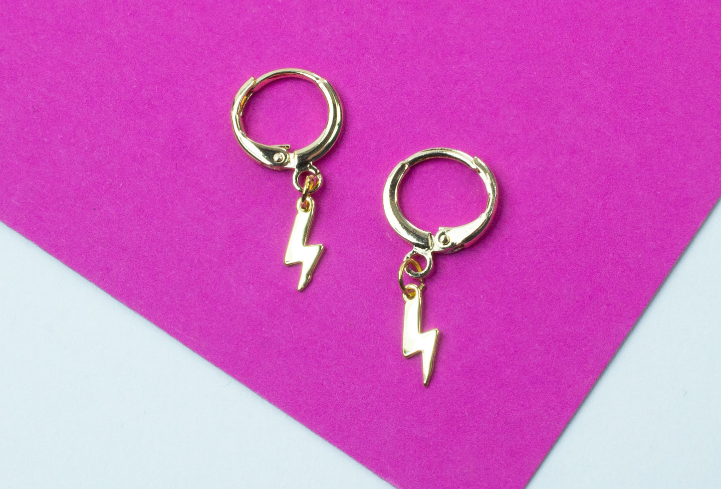 Lightning Bolt Gold Huggie Hoops