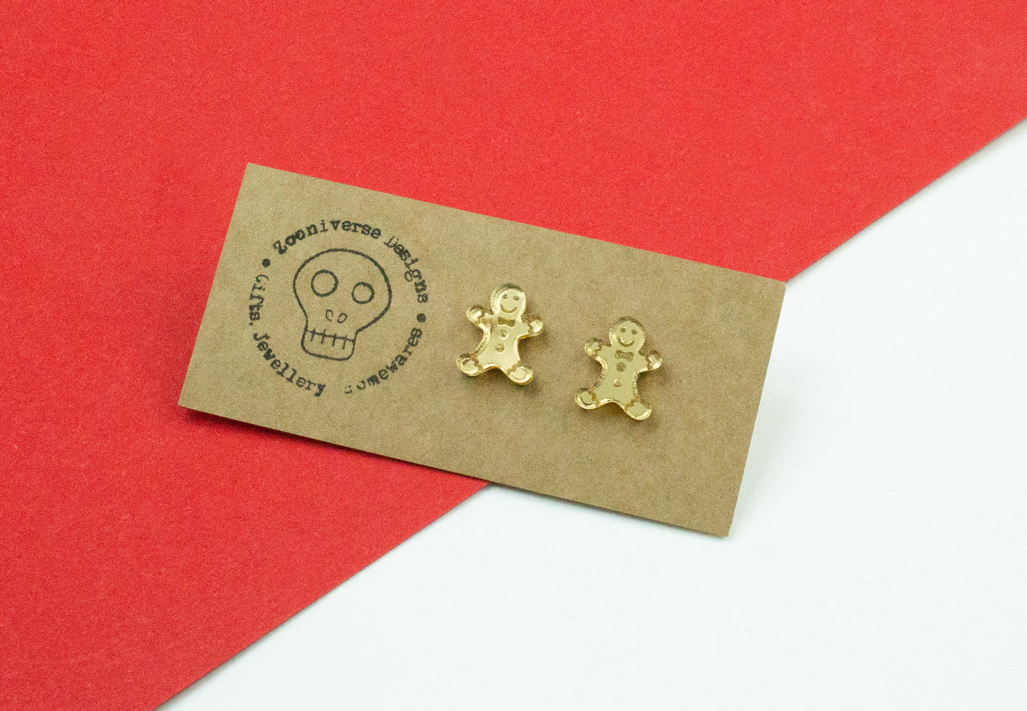 Gingerbread man Gold Stud Earrings