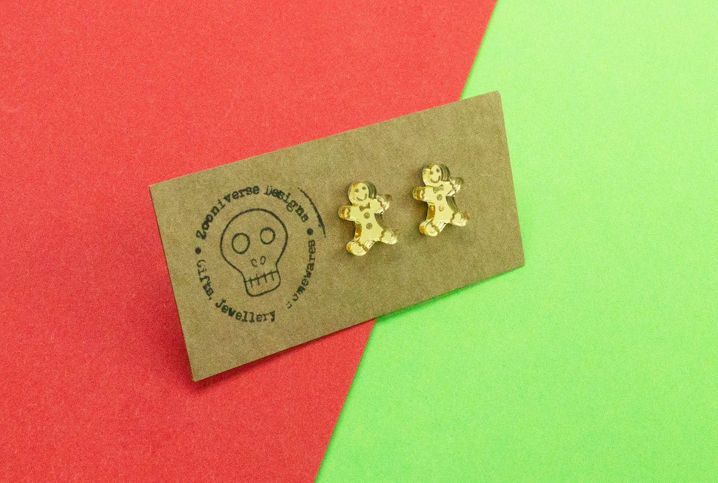 Gingerbread man Gold Stud Earrings