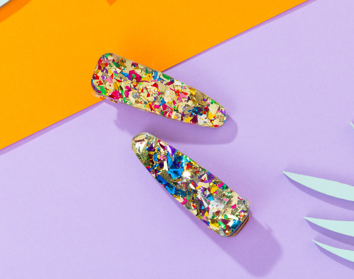 Gold Chunky glitter Hairclips