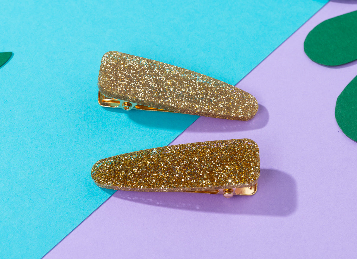 Gold Glitter Hairclips
