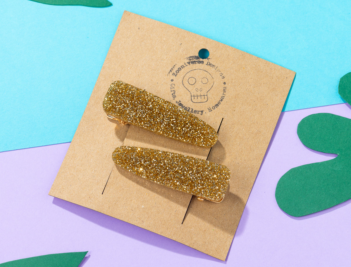 Gold Glitter Hairclips