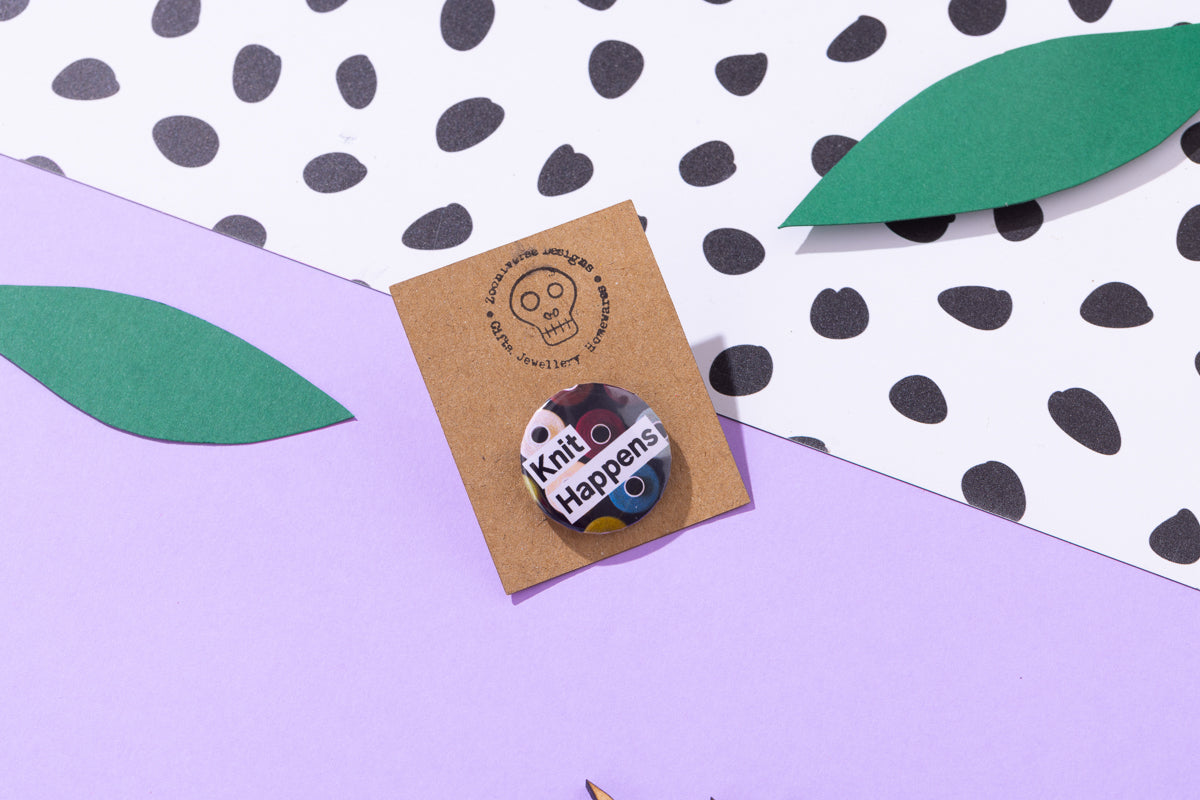 Knit Happens 25mm Button Badge