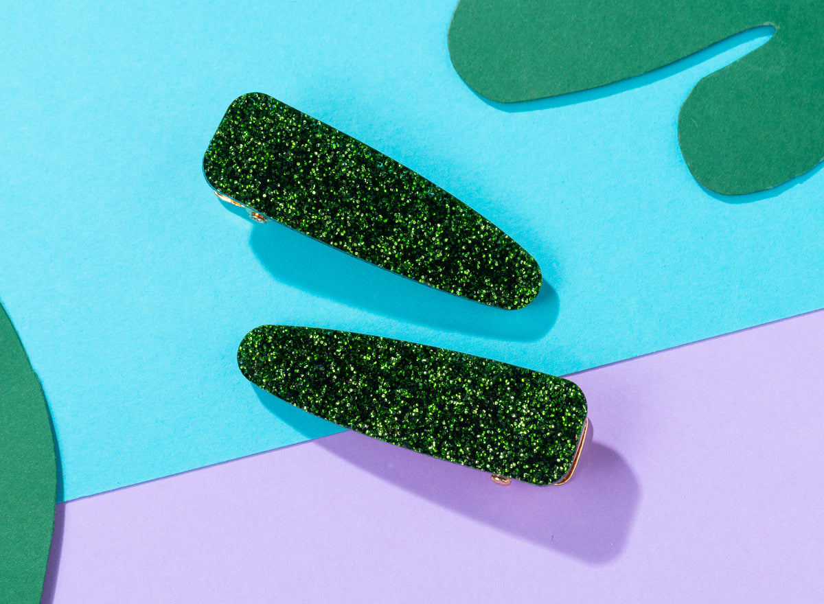 Moss Green Glitter Hairclips