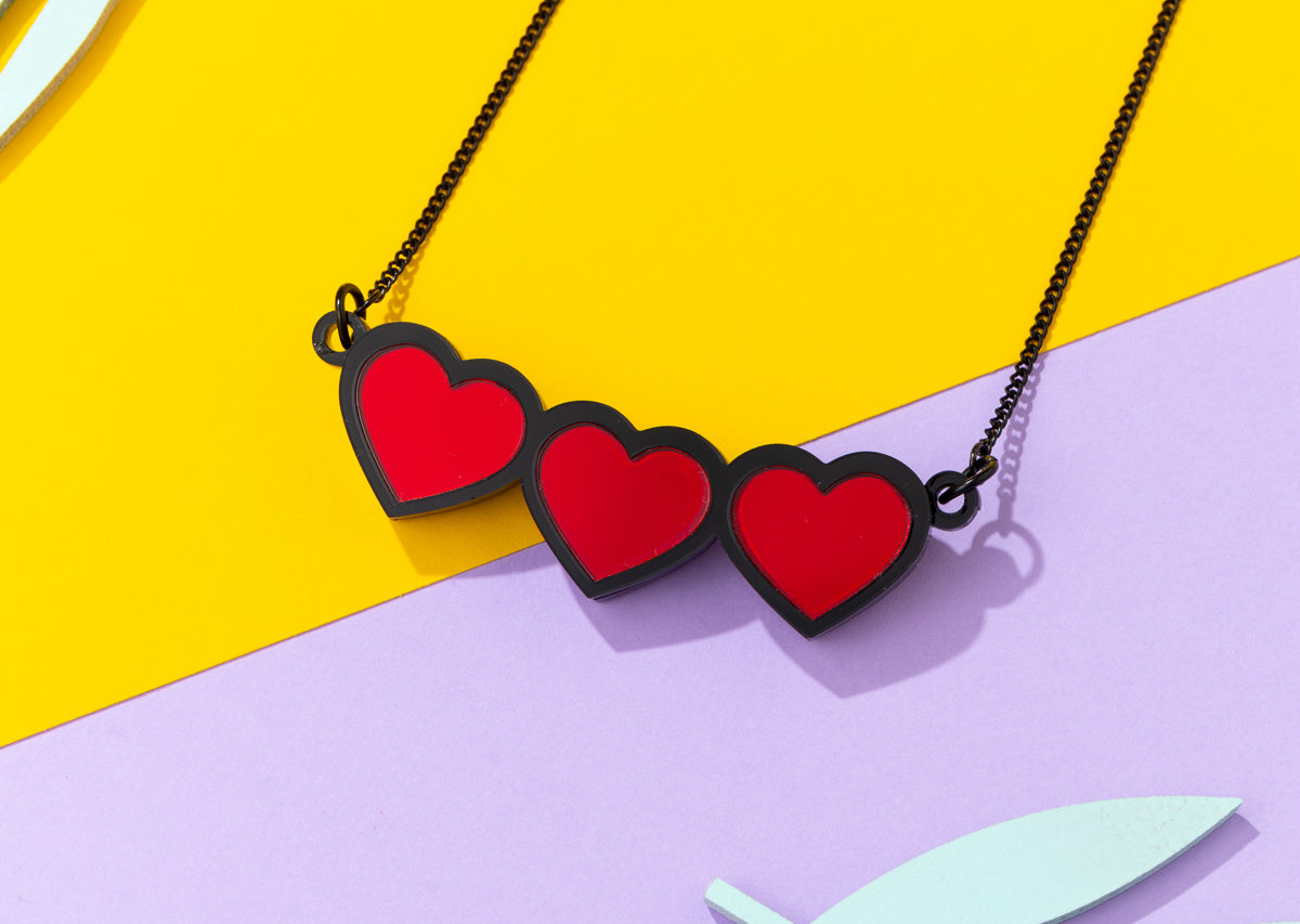 Multiple Heart Acrylic Necklace