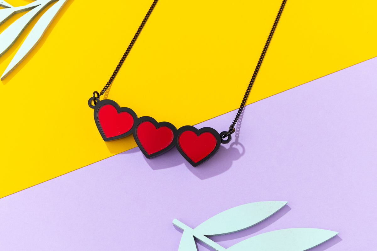 Multiple Heart Acrylic Necklace