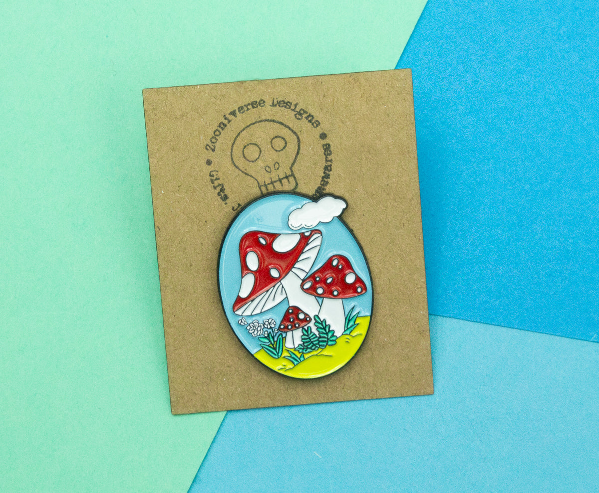 Mushroom Scene Enamel Pin