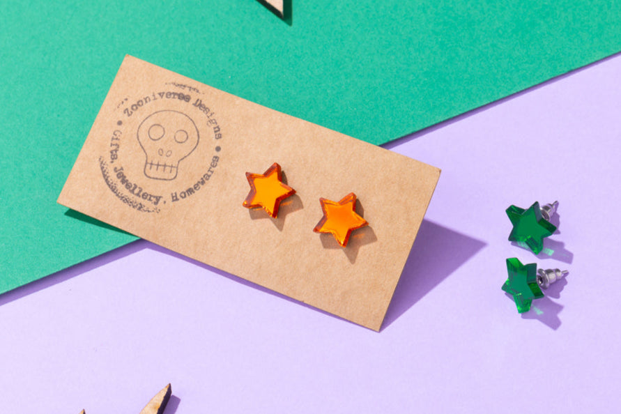Mirrored Star Stud Earrings
