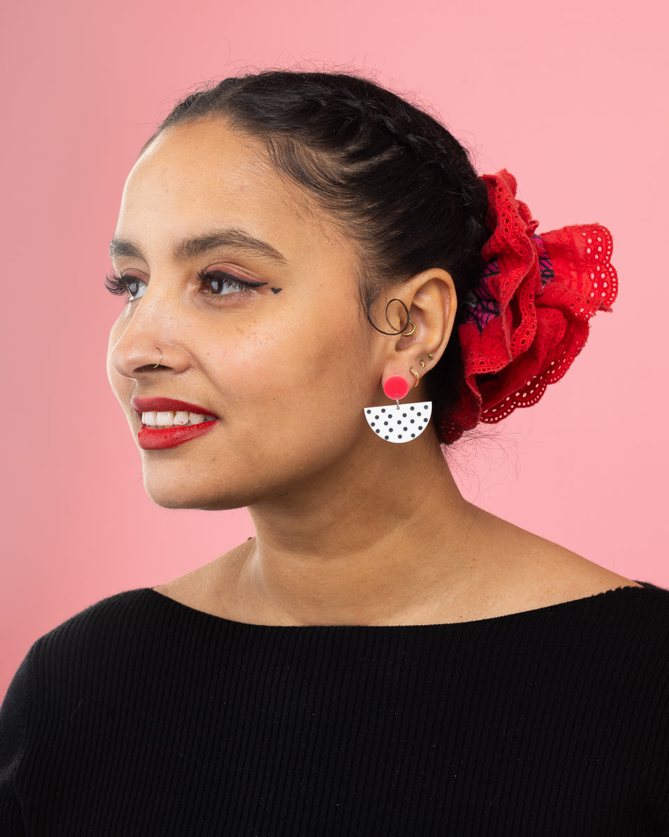 Patterned Geometric Earrings Pink