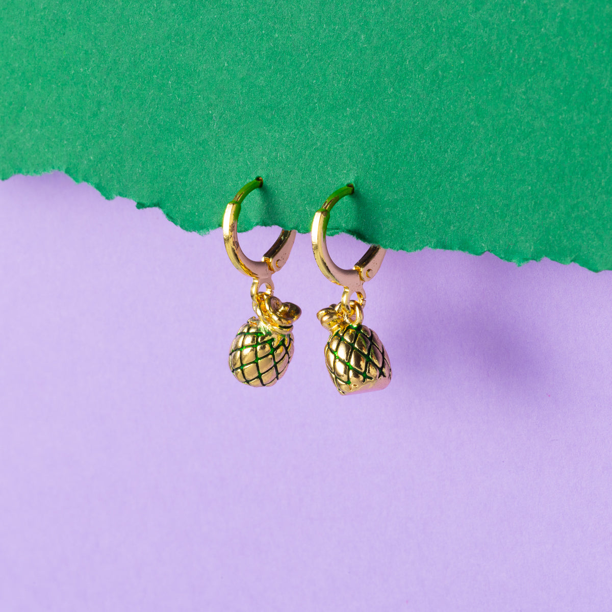 Pineapple Huggie Hoops Gold