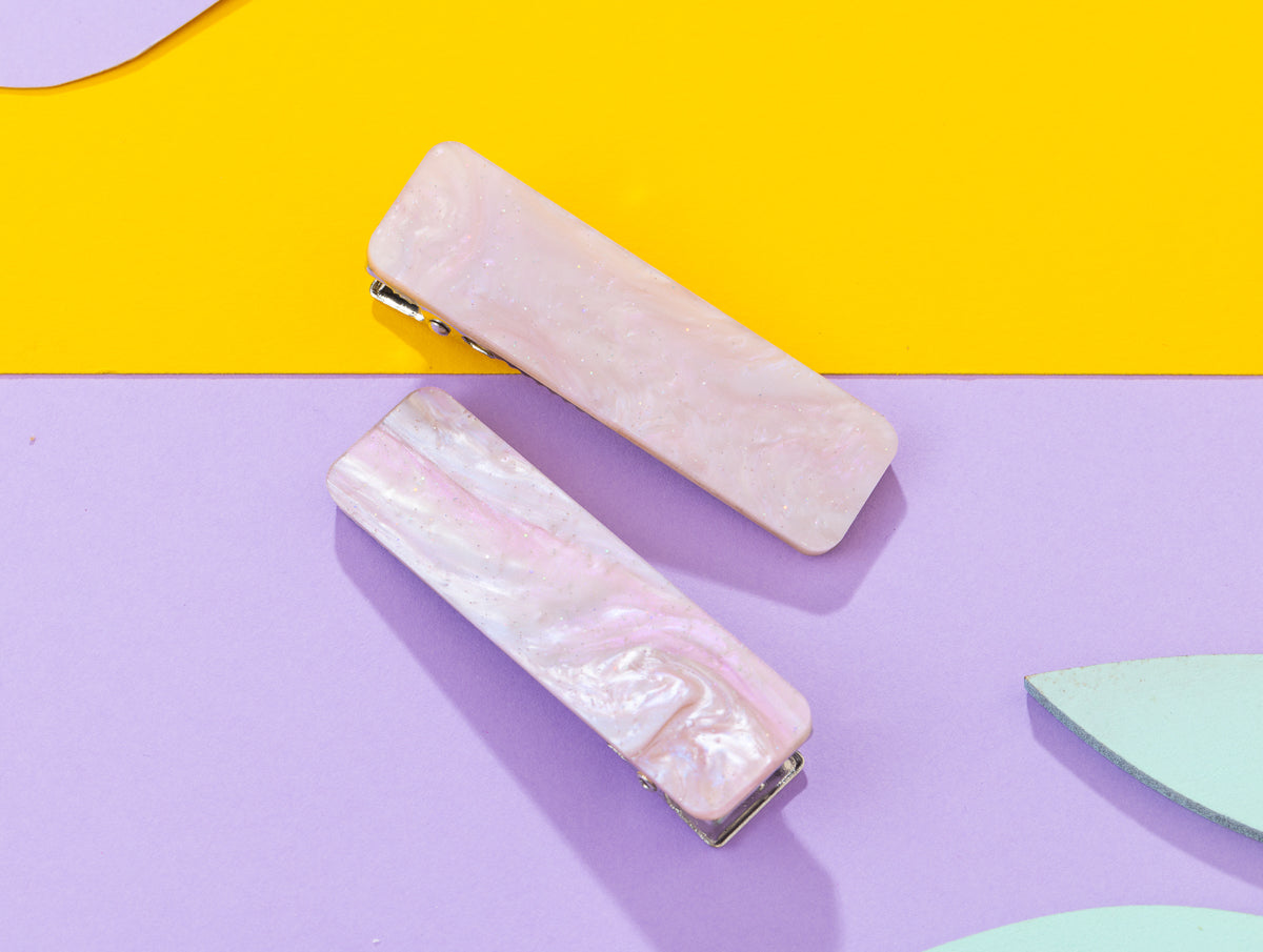 Pink Galaxy Rectangle Hairclips
