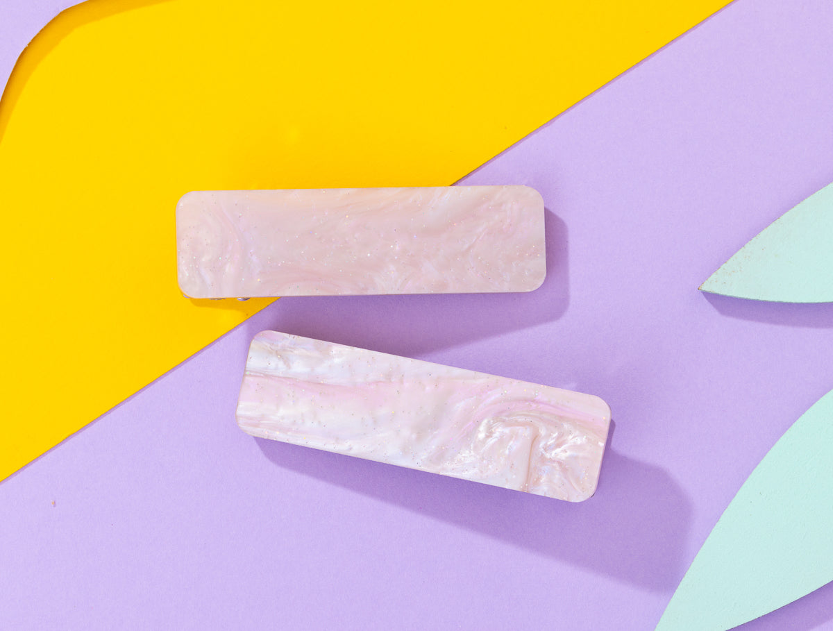 Pink Galaxy Rectangle Hairclips